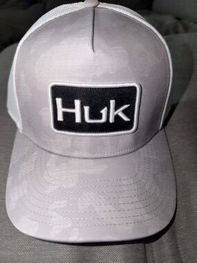 Huk Light Gray and Black Patch Trucker Hat